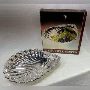 Vintage Silver Plated Seashell Server 12 1/4” Long